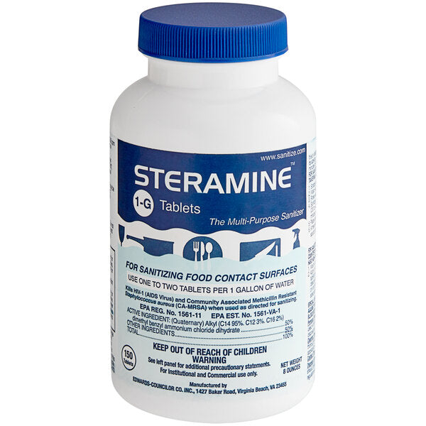 Steramine Sanitizer Tablets (Sanitabs) 150 Count Bottle